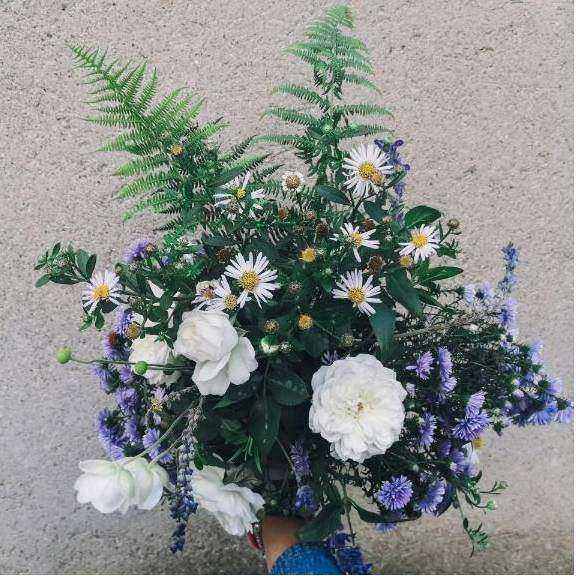 Delivery van with bouquets