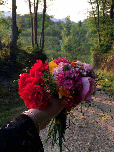 Gift-wrapped small bouquet
